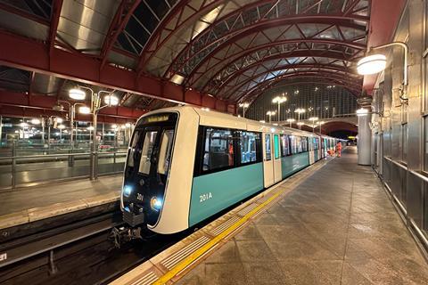 Testing is now underway with the first of the B23 trains being supplied by CAF for the Docklands Light Railway.