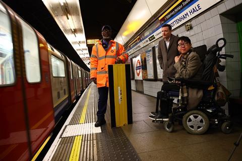 Mini ramp being used at Tottenham Hale Underground station (Photo TfL)