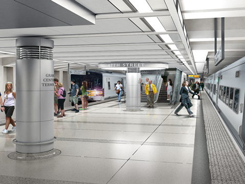 Impression of Long Island Rail Road platforms beneath Grand Central Terminal.