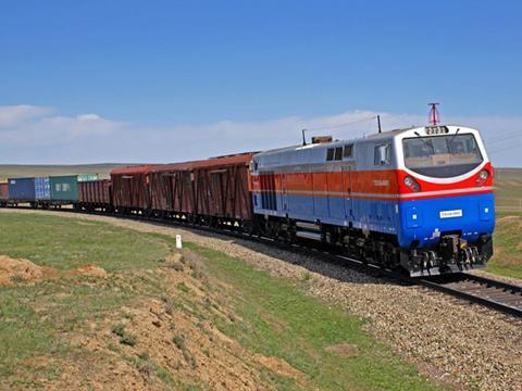 TE33A locomotive operated by Kazakhstan's national railway KTZ.