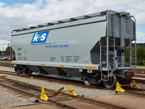 K+S Potash Canada has begun taking delivery of more than 500 wagons of a new design ordered from National Steel Car.