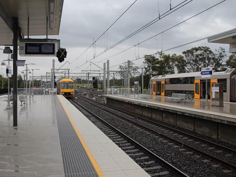 The SWRL diverges from the main line to Canberra and Melbourne via a flying junction at the south end of the rebuilt Glenfield station.