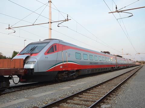 The ERT485 Pendolino was hauled through Dobova on August 21 (Photo: Toma Bacic).