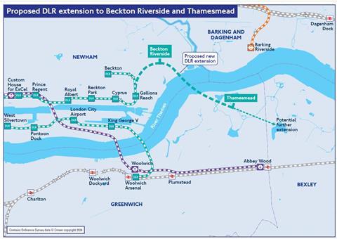 DLR Thamesmead extension map (Image TfL)