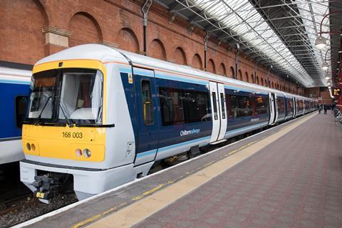 Chiltern Railways has unveiled the first of its 28 Class 168 diesel multiple-units to be refurbished under a £12m programme.