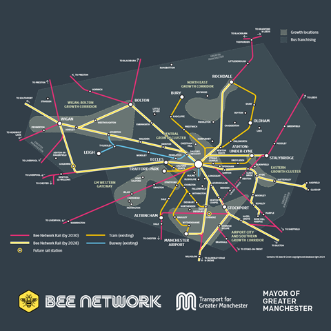 Greater Manchester Bee Network 2030 map