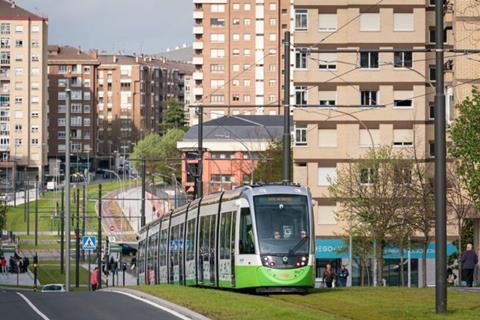 Vitoria-Gasteiz tram on hill