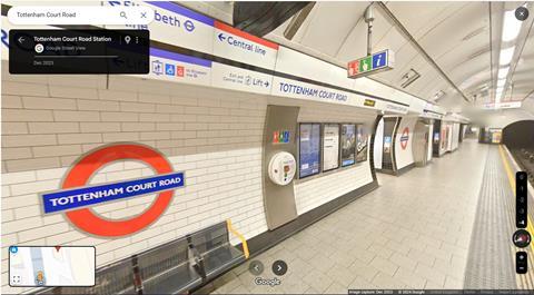 Google Street View London Underground station (Image TfL)