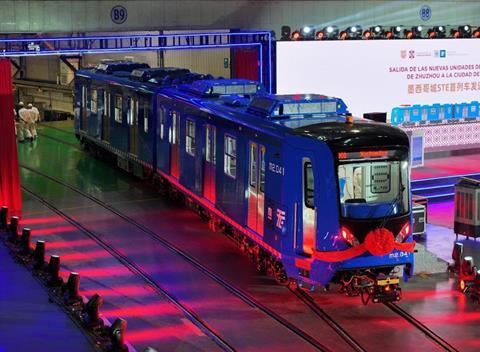 CRRC Zhuzhou has unveiled the first of nine light rail vehicles it is supplying for the Xochimilco line in the southern outskirts of Mexico City u