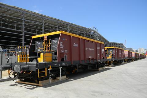 Consorcio Constructor del Ferrocarril Central has taken delivery of a further 11 Faccpps ballast wagons from DAXI