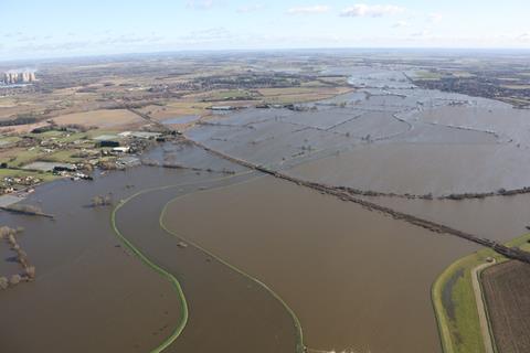 Flooding of railway line near Drax power plant
