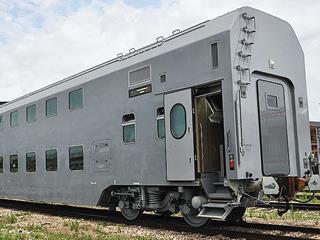 Type 61-4472 double-deck sleeping and crew coach for Russian Railways.