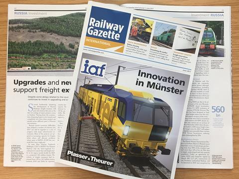June 2017 issue of Railway Gazette International magazine.