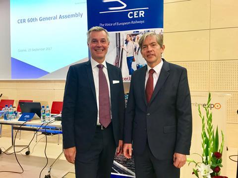 CER Executive Director Libor Lochman (right) with newly-elected Chairman Crister Fritzson (left).