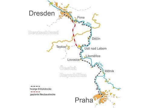 An agreement is to be signed ‘this year’ promising that German federal funding will be available to cover the planning costs of the northern part of the proposed Dresden – Praha high speed route.