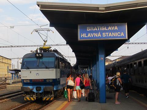 Passengers at Bratislava station.