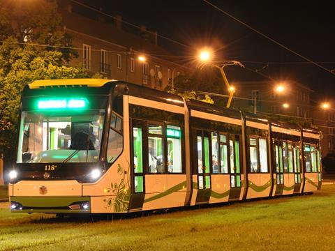 Skoda 26T tram for Miskolc on test in Plzen.