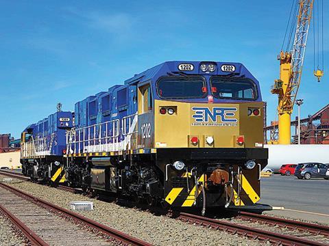 National Railway Equipment Co 3GS24C-DE-AU N-ViroMotive genset locomotives.