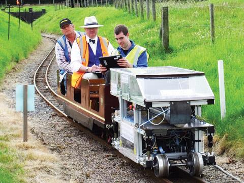 The fuel cell locomotive can be driven and monitored remotely using a tablet computer.