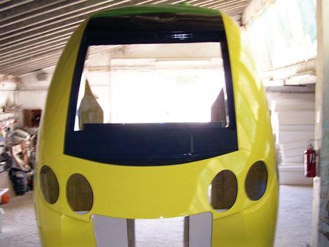Prototype composite train cab.