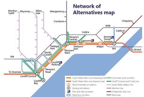 Southeast Wales 'network of alternatives' map