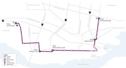 Quebec tram project map (Image CDPQ Infra)