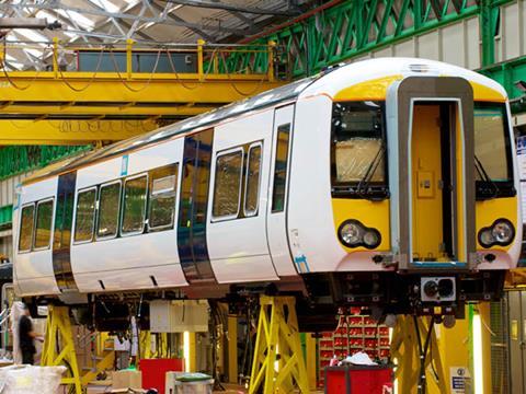 EMU assembly at Bombardier Transportation's Derby factory.