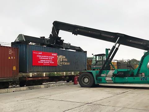 RZD Logistics and Ratraco have completed a trial delivery of a container by rail from the Vorsino terminal south of Moscow to Hanoi.
