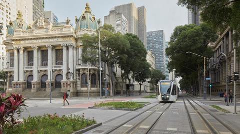 Rio de Janeiro Alstom Citadis tram in Cinelândia (Photo Alstom)