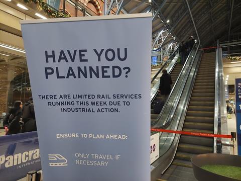 St Pancras station strike sign