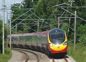 Virgin Trains Class 390 Alstom Pendolino train.