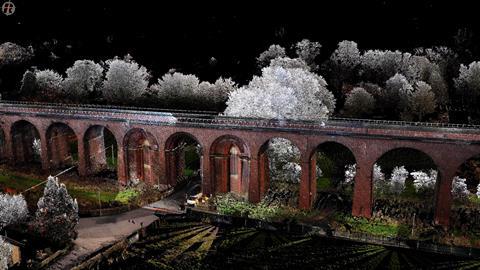 Still image from Whalley Viaduct LiDAR scan - Credit Commendium