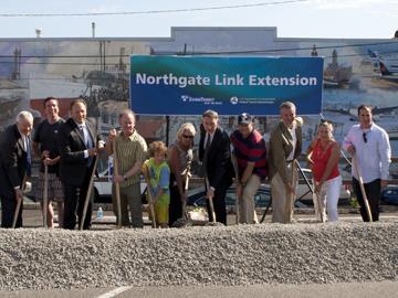 Groundbreaking ceremony on August 17 2012 marking the start of work on the Northgate Link light rail extension in Seattle