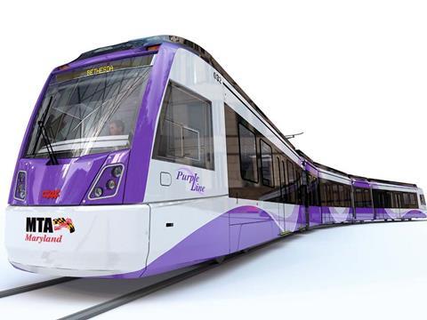 CAF tram for the Purple Line project in the Maryland suburbs of Washington DC.