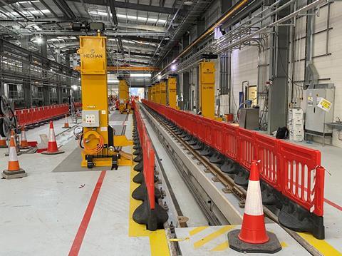 Mechan worked with main contractor Hochtief to design, supply and install a set of 12 lifting jacks and two turntables for a three-road maintenance facility which has been built to expand GWR’s Exeter Olds View depot near St David’s station.