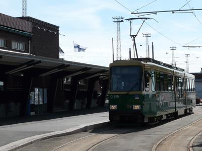 Tram at the Länsisatama ferry terminal in Helsinki (Photo: John Pagni).