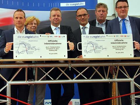 The 6 km Eschweiler-St Jöris – Stolberg line east of Aachen was ceremonially reopened on June 10.