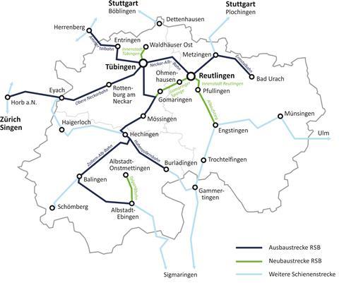 Regional-Stadtbahn Neckar-Alb map