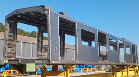 The first car body of the Santiago metro line 7 has been produced at Alstom Taubaté site, in Brazil (Photo Alstom)