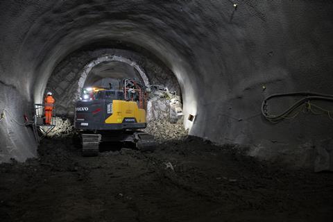 HS2 Tunnelling Small Excavator used during mined tunneling 02 HS2 Ltd SCS JV