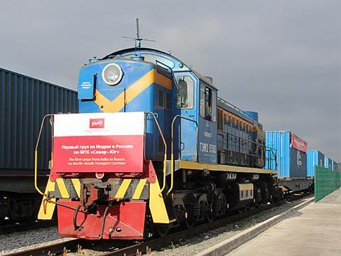 The first containers have been transported on the freight corridor from Mumbai to Moscow.