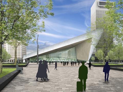 Impression of rebuilt Rotterdam Centraal station.