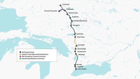 Northlander map (Image ONTC)