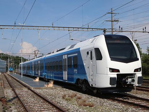 A Flirt3 electric multiple-unit for Syntus has been unveiled at Stadler’s commissioning centre at Erlen in Switzerland.