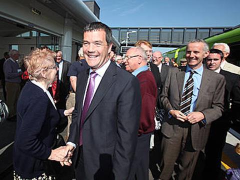 Irish Transport Minister Noel Dempsey at the opening of Dunboyne M3 Parkway station.