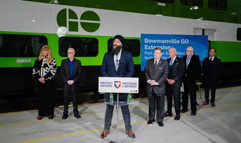 Groundbreaking ceremony for the Bowmanville Extension of the Toronto area’s GO Transit commuter rail network.