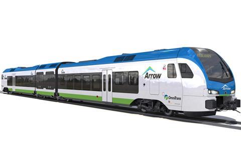 Stadler Flirt H2 hydrogen fuel cell multiple-unit for San Bernadino County Transportation Authority