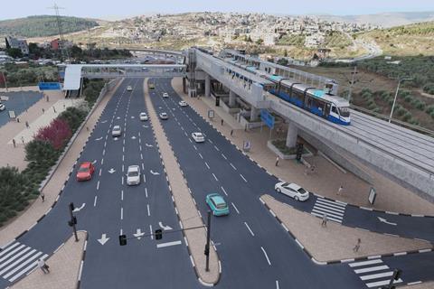 Haifa Nazareth light rail Reina station at Nazareth (Image in3d)