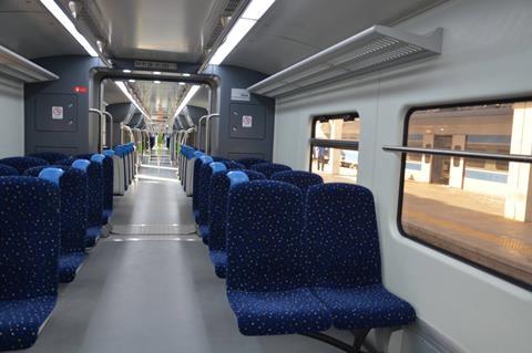 Tunis RFR Line D train interior (Photo Ministry of Transport)