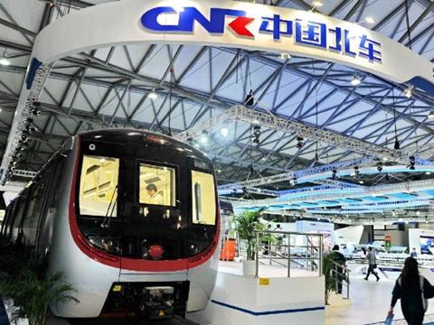 A driverless metro train was on show at Metro+Rail China in June. (Photo: Zhang Nan)